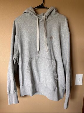 Nike Heather Gray Hoodie with Subtle Swoosh|Size L
